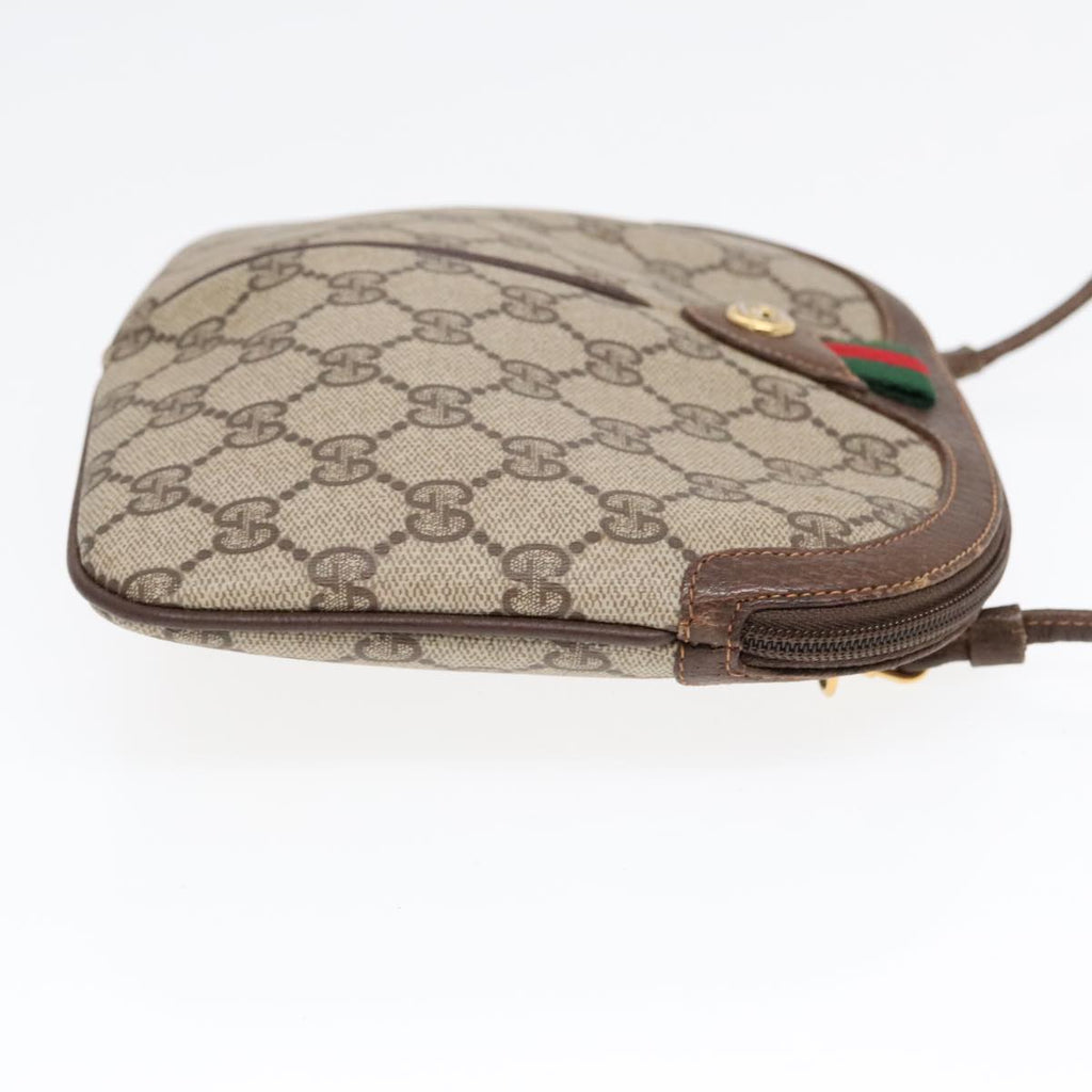 GUCCI GG Supreme Web Sherry Line Shoulder Bag PVC Beige Gold ep5594