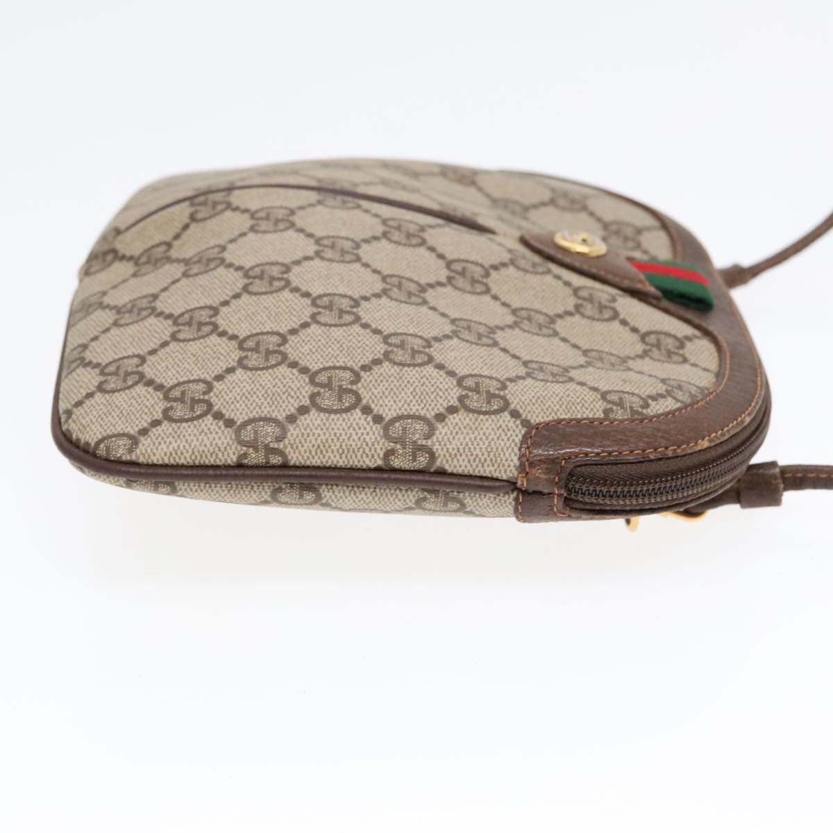 GUCCI GG Supreme Web Sherry Line Shoulder Bag PVC Beige Gold ep5594