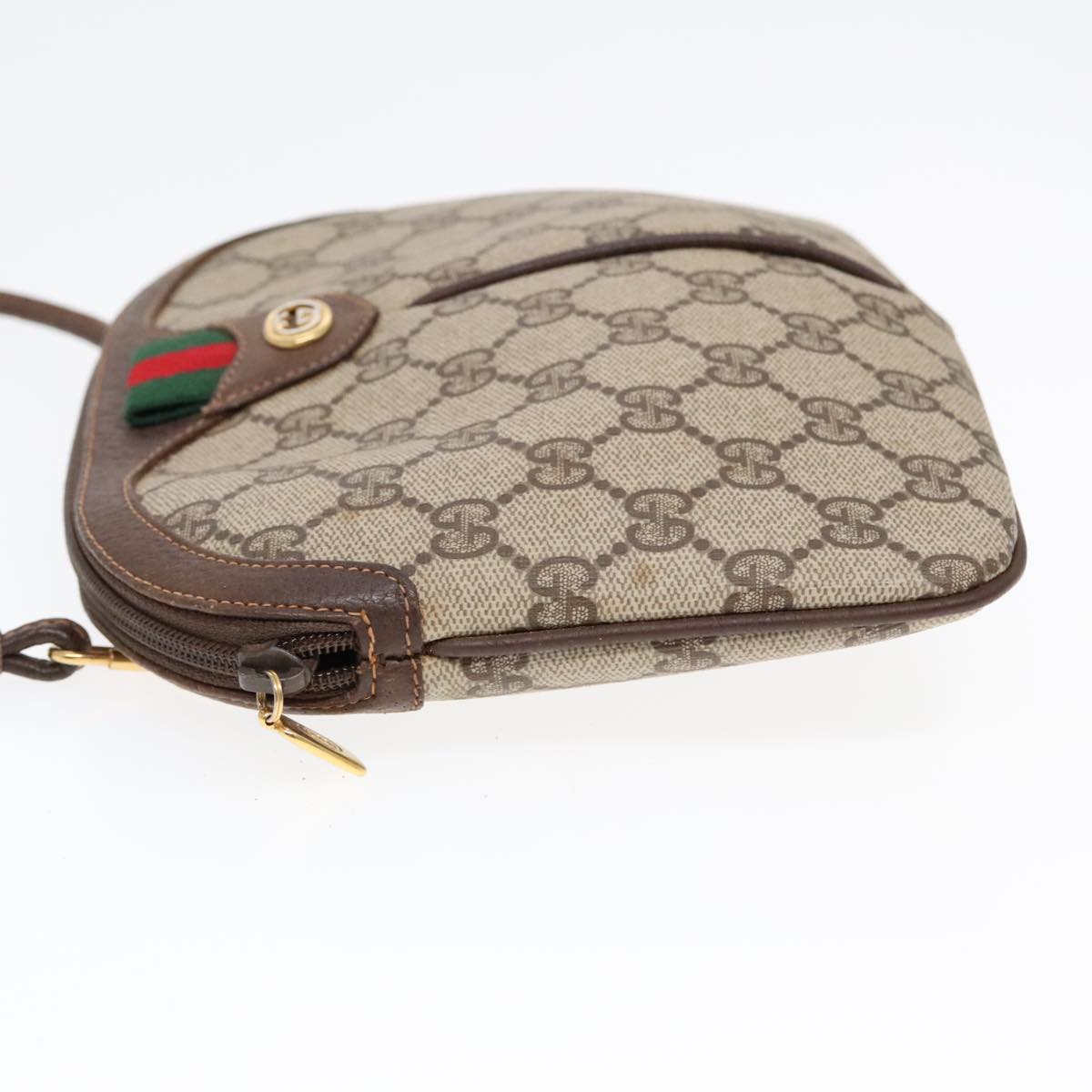 GUCCI GG Supreme Web Sherry Line Shoulder Bag PVC Beige Gold ep5594