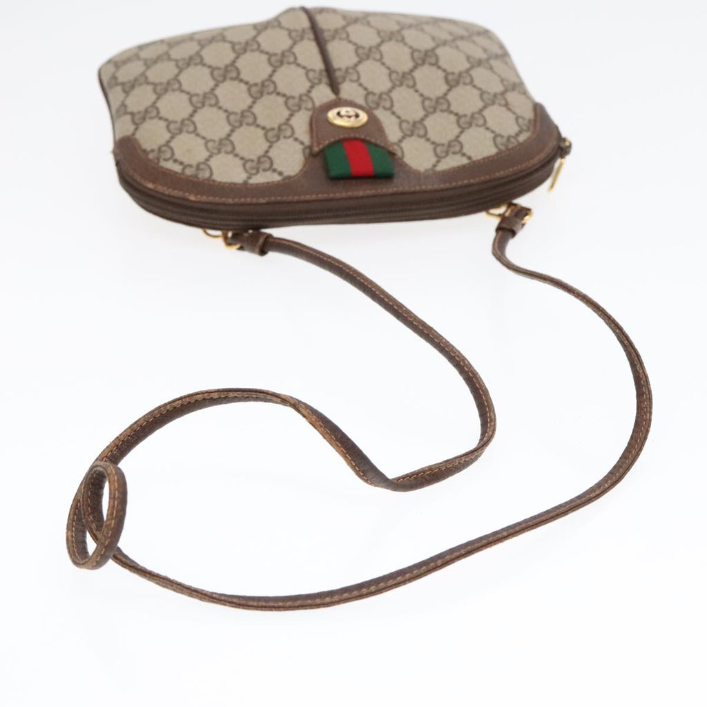 GUCCI GG Supreme Web Sherry Line Shoulder Bag PVC Beige Gold ep5594