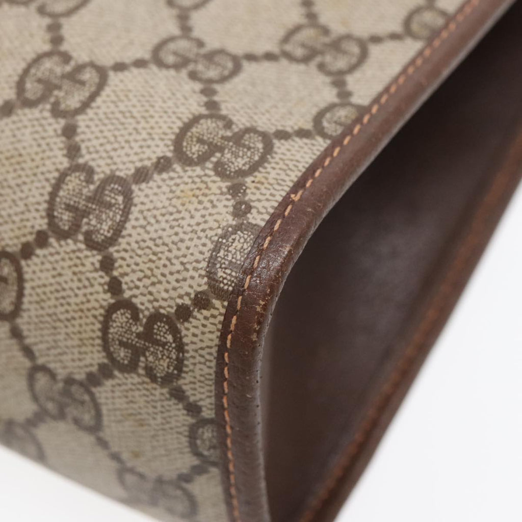 GUCCI GG Supreme Web Sherry Line Clutch Bag PVC Beige Gold ep5597