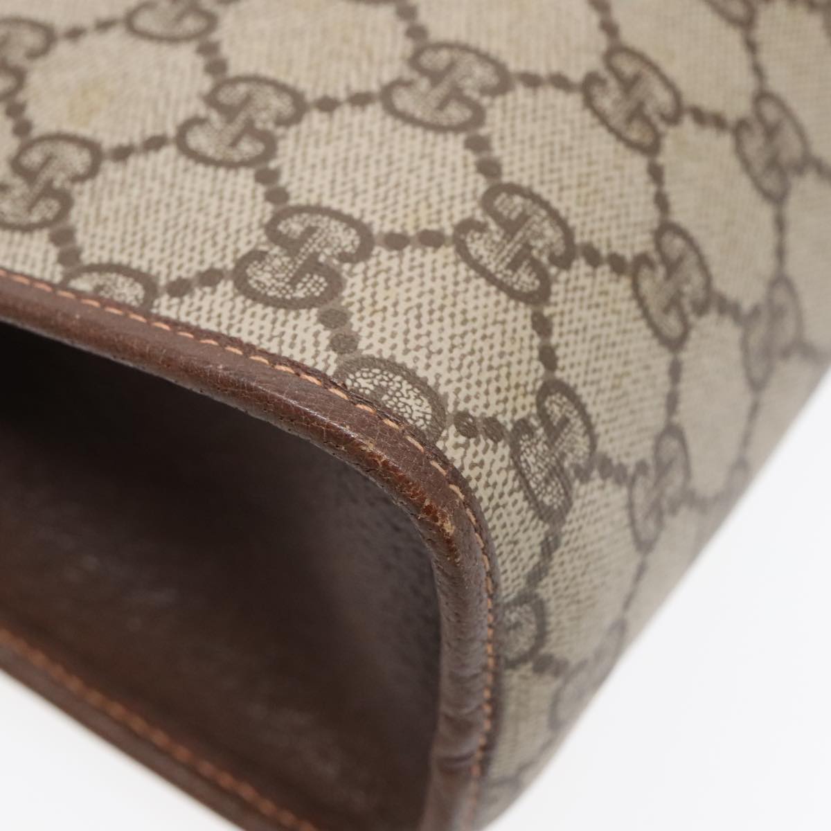 GUCCI GG Supreme Web Sherry Line Clutch Bag PVC Beige Gold ep5597