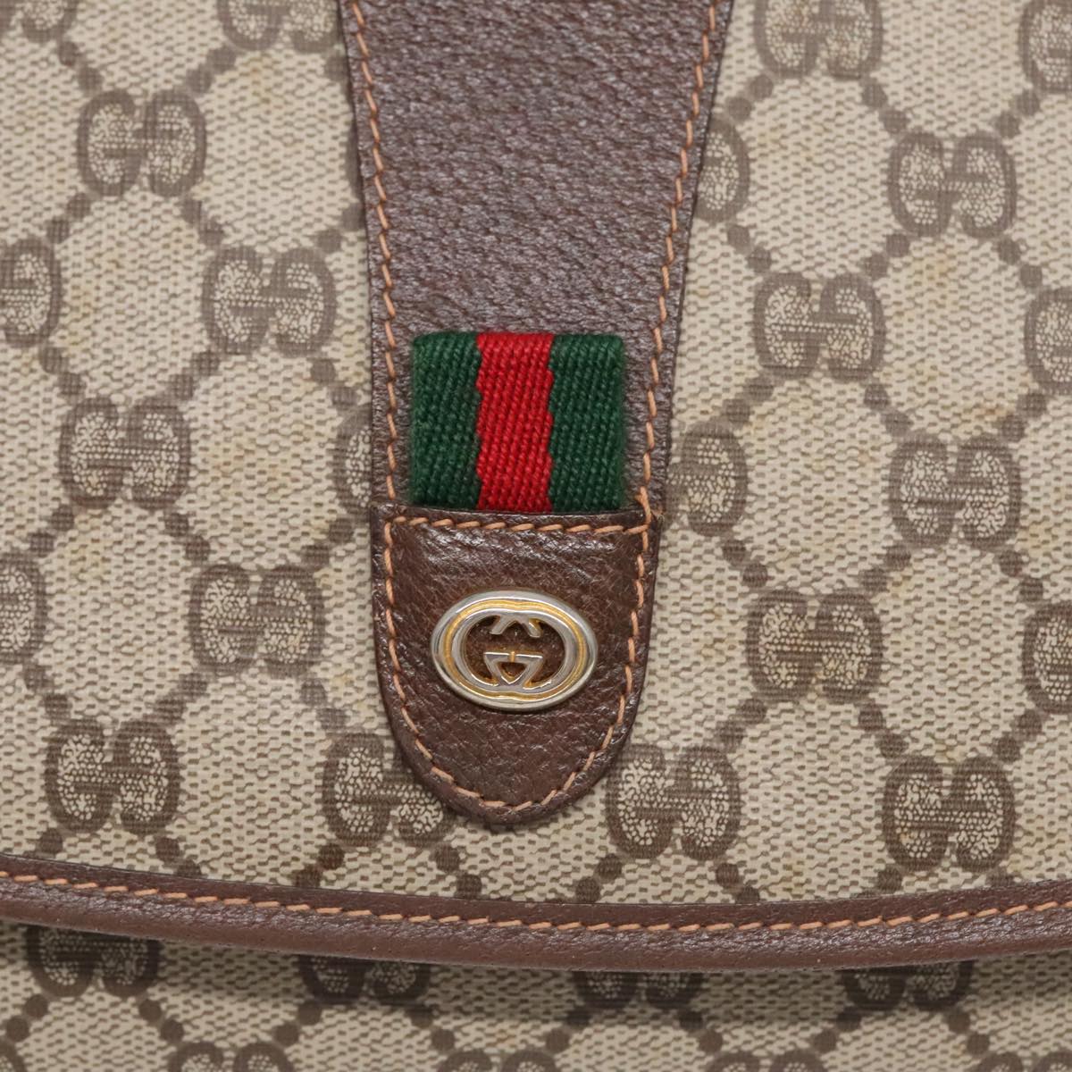 GUCCI GG Supreme Web Sherry Line Clutch Bag PVC Beige Gold ep5597