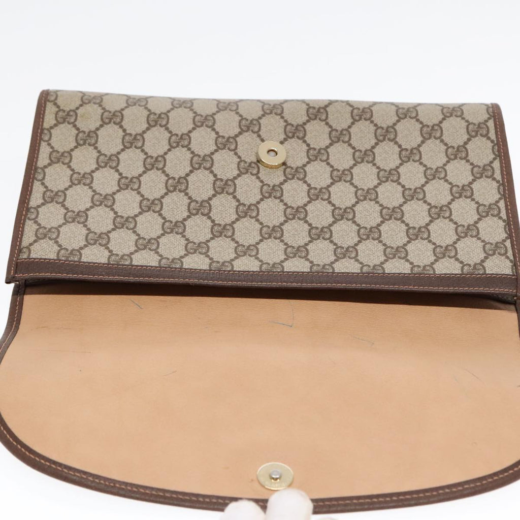 GUCCI GG Supreme Web Sherry Line Clutch Bag PVC Beige Gold ep5597