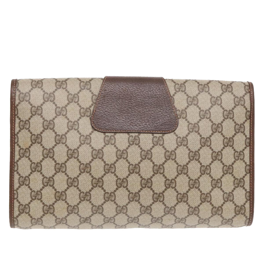 GUCCI GG Supreme Web Sherry Line Clutch Bag PVC Beige Gold ep5597