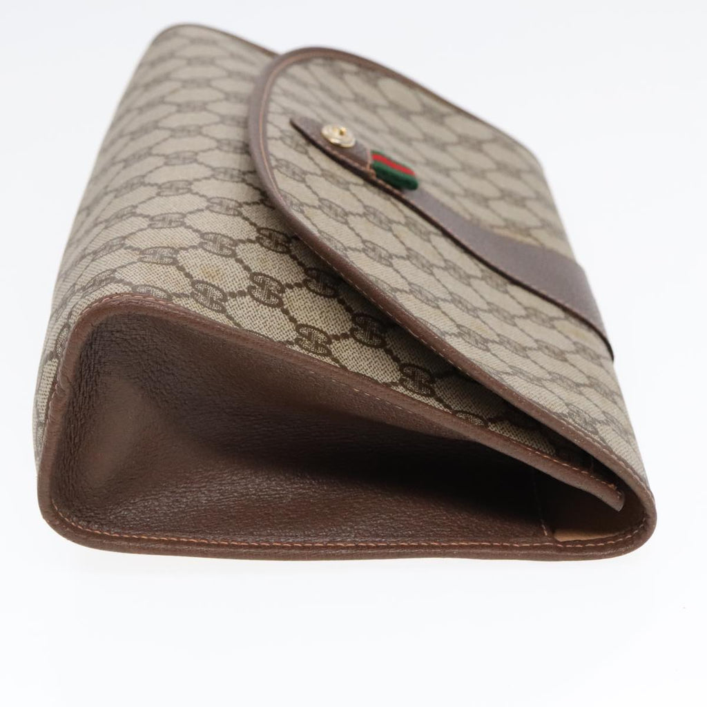 GUCCI GG Supreme Web Sherry Line Clutch Bag PVC Beige Gold ep5597