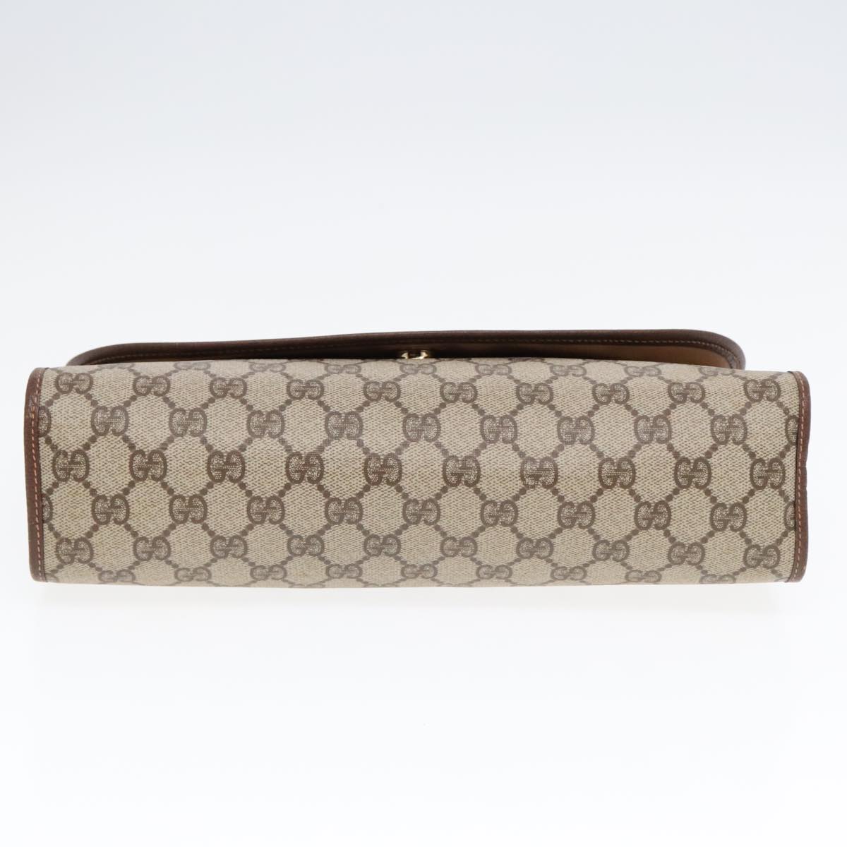 GUCCI GG Supreme Web Sherry Line Clutch Bag PVC Beige Gold ep5597