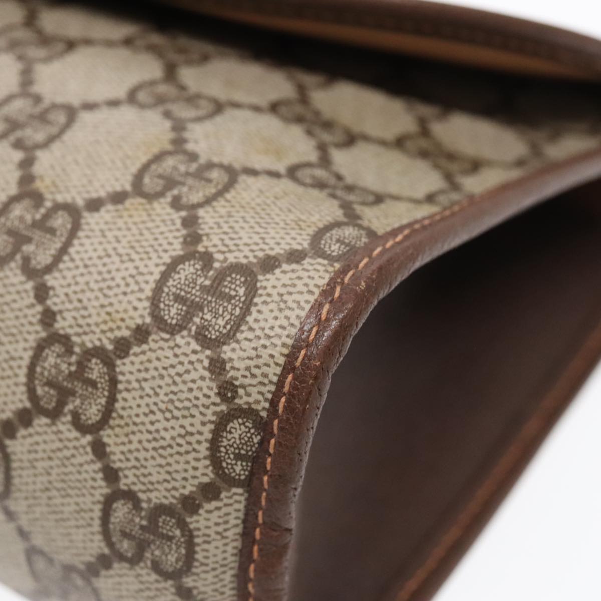 GUCCI GG Supreme Web Sherry Line Clutch Bag PVC Beige Gold ep5597
