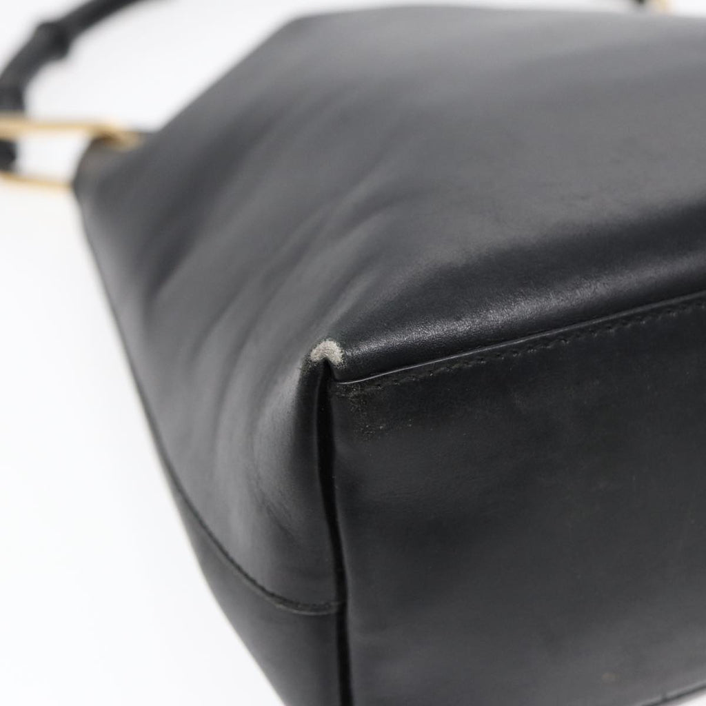GUCCI Bamboo Shoulder Bag Leather Black Gold 001 1553 1880 ep5598