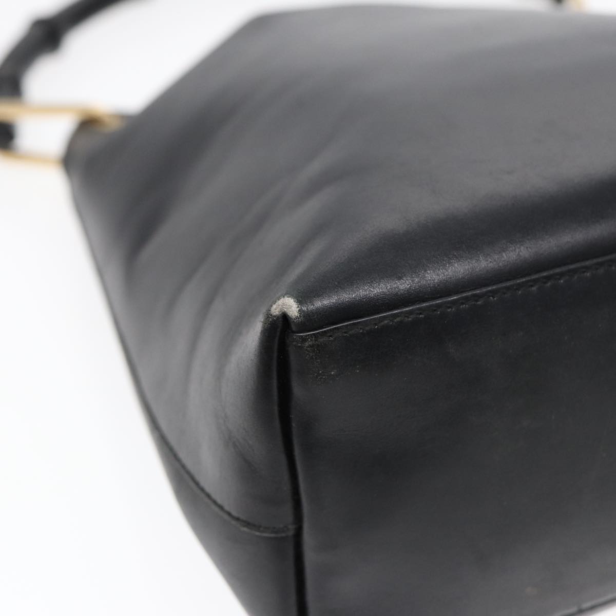 GUCCI Bamboo Shoulder Bag Leather Black Gold 001 1553 1880 ep5598