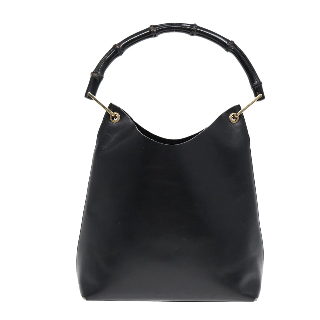 GUCCI Bamboo Shoulder Bag Leather Black Gold 001 1553 1880 ep5598