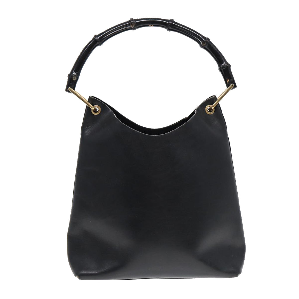 GUCCI Bamboo Shoulder Bag Leather Black Gold 001 1553 1880 ep5598