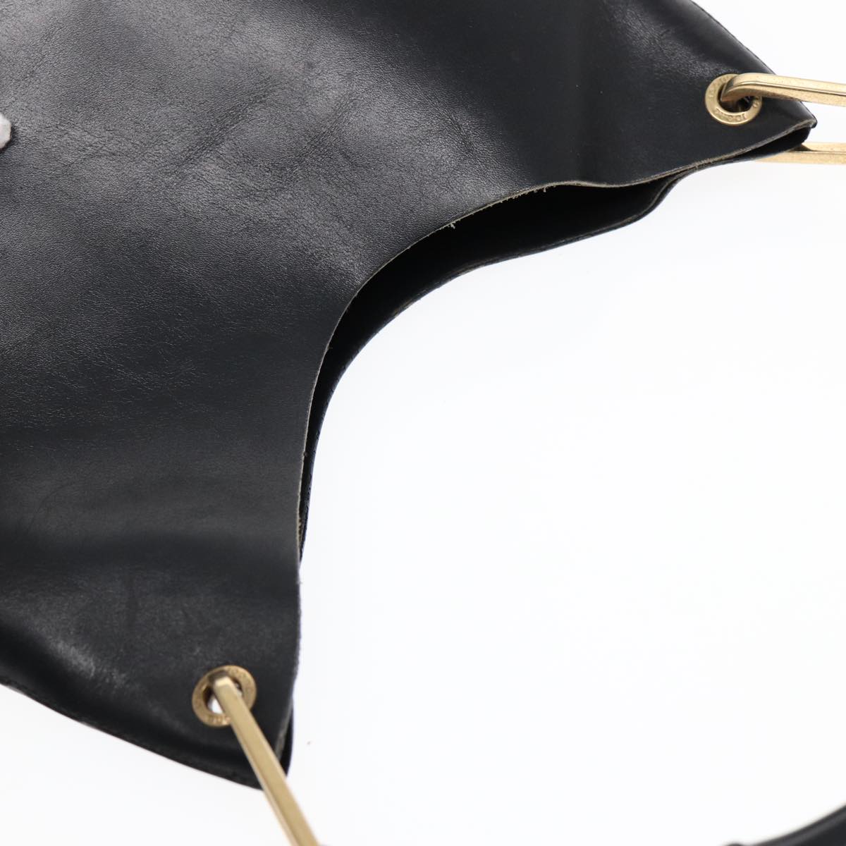 GUCCI Bamboo Shoulder Bag Leather Black Gold 001 1553 1880 ep5598