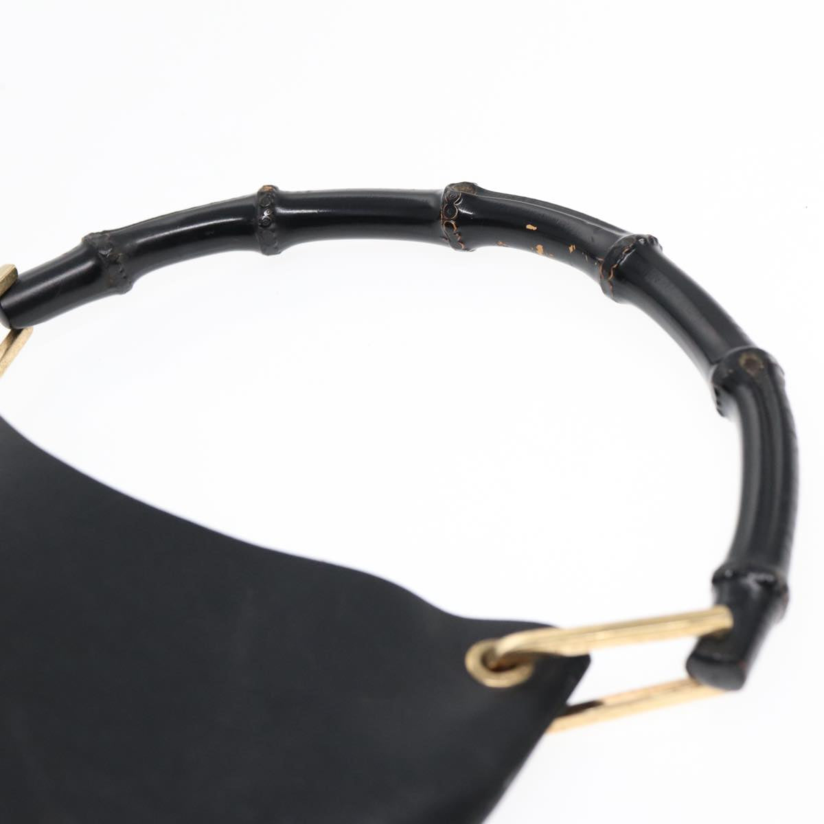 GUCCI Bamboo Shoulder Bag Leather Black Gold 001 1553 1880 ep5598