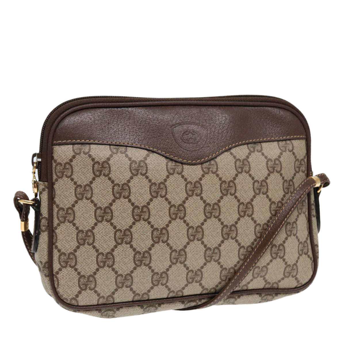 GUCCI GG Supreme Shoulder Bag PVC Leather Beige Gold ep5599