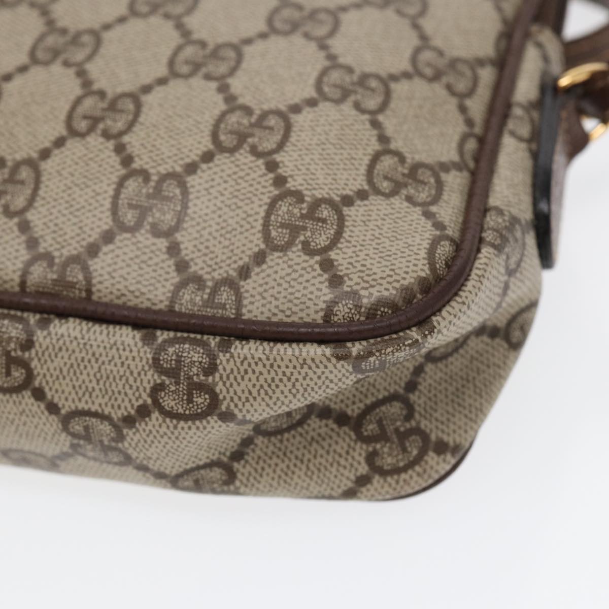 GUCCI GG Supreme Shoulder Bag PVC Leather Beige Gold ep5599