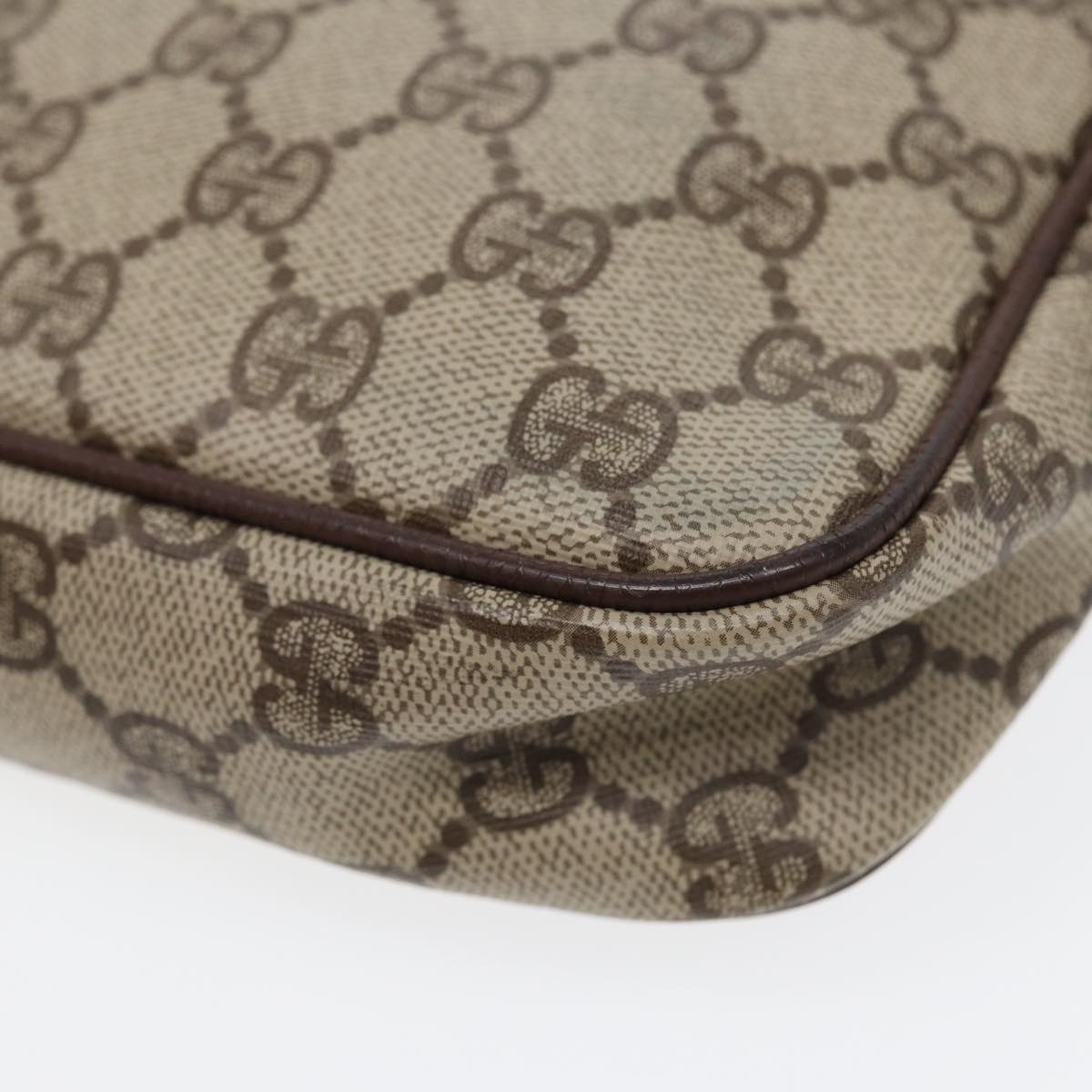 GUCCI GG Supreme Shoulder Bag PVC Leather Beige Gold ep5599