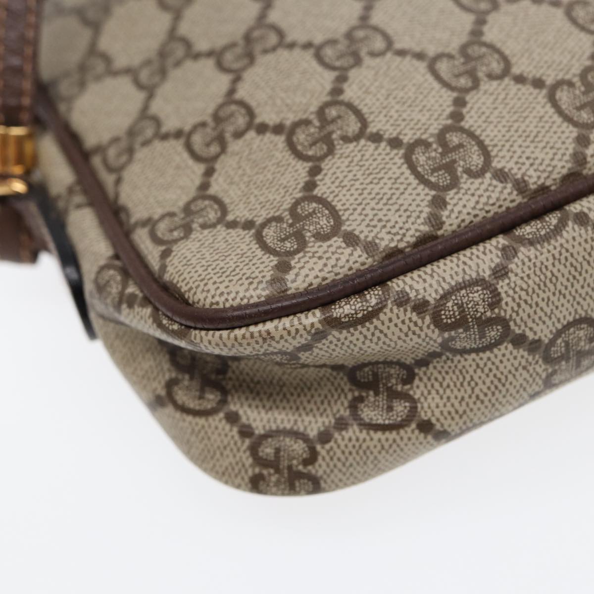 GUCCI GG Supreme Shoulder Bag PVC Leather Beige Gold ep5599
