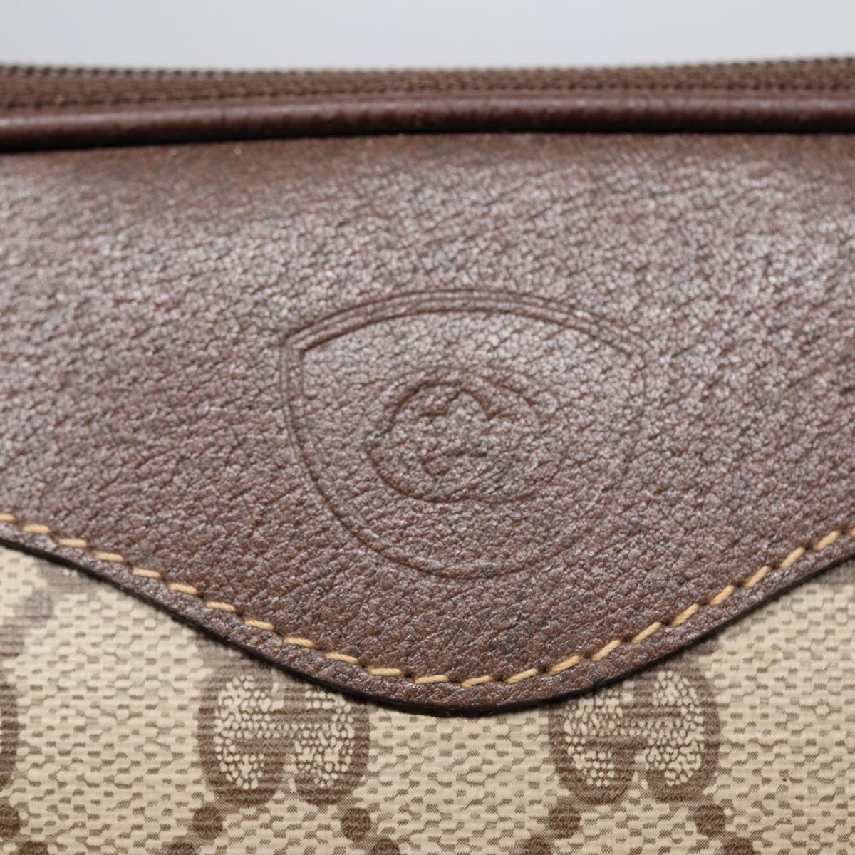 GUCCI GG Supreme Shoulder Bag PVC Leather Beige Gold ep5599