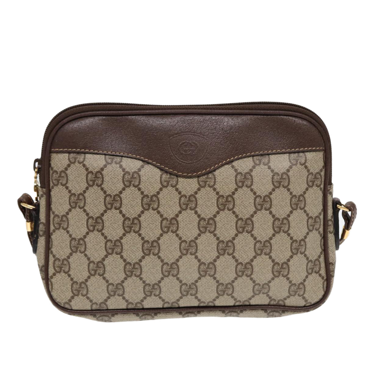 GUCCI GG Supreme Shoulder Bag PVC Leather Beige Gold ep5599