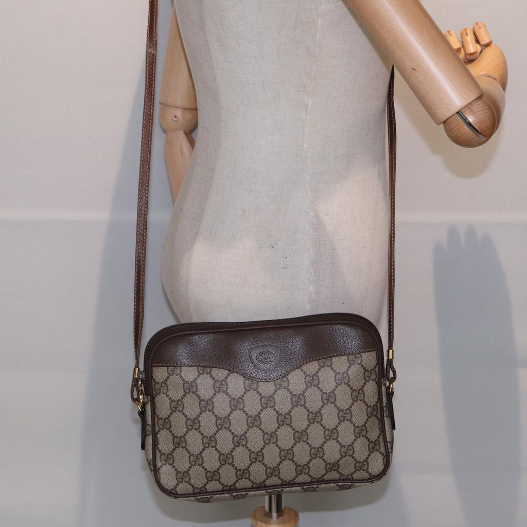 GUCCI GG Supreme Shoulder Bag PVC Leather Beige Gold ep5599