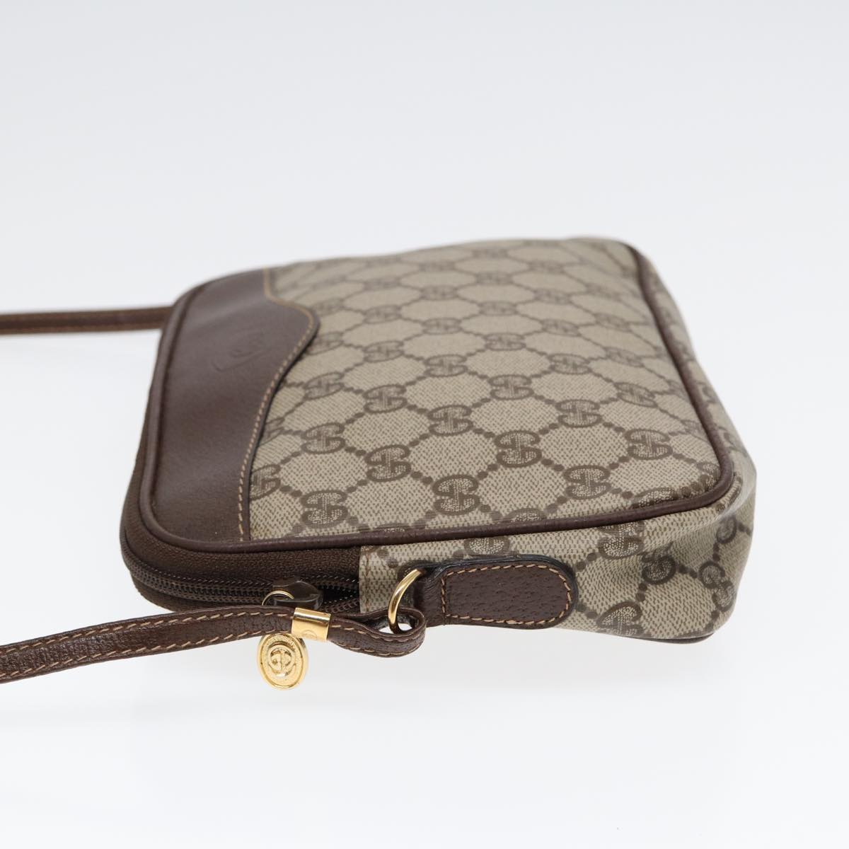 GUCCI GG Supreme Shoulder Bag PVC Leather Beige Gold ep5599