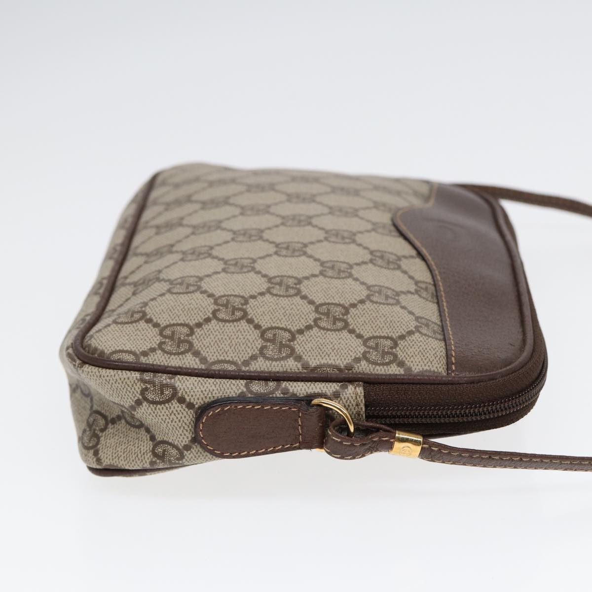 GUCCI GG Supreme Shoulder Bag PVC Leather Beige Gold ep5599