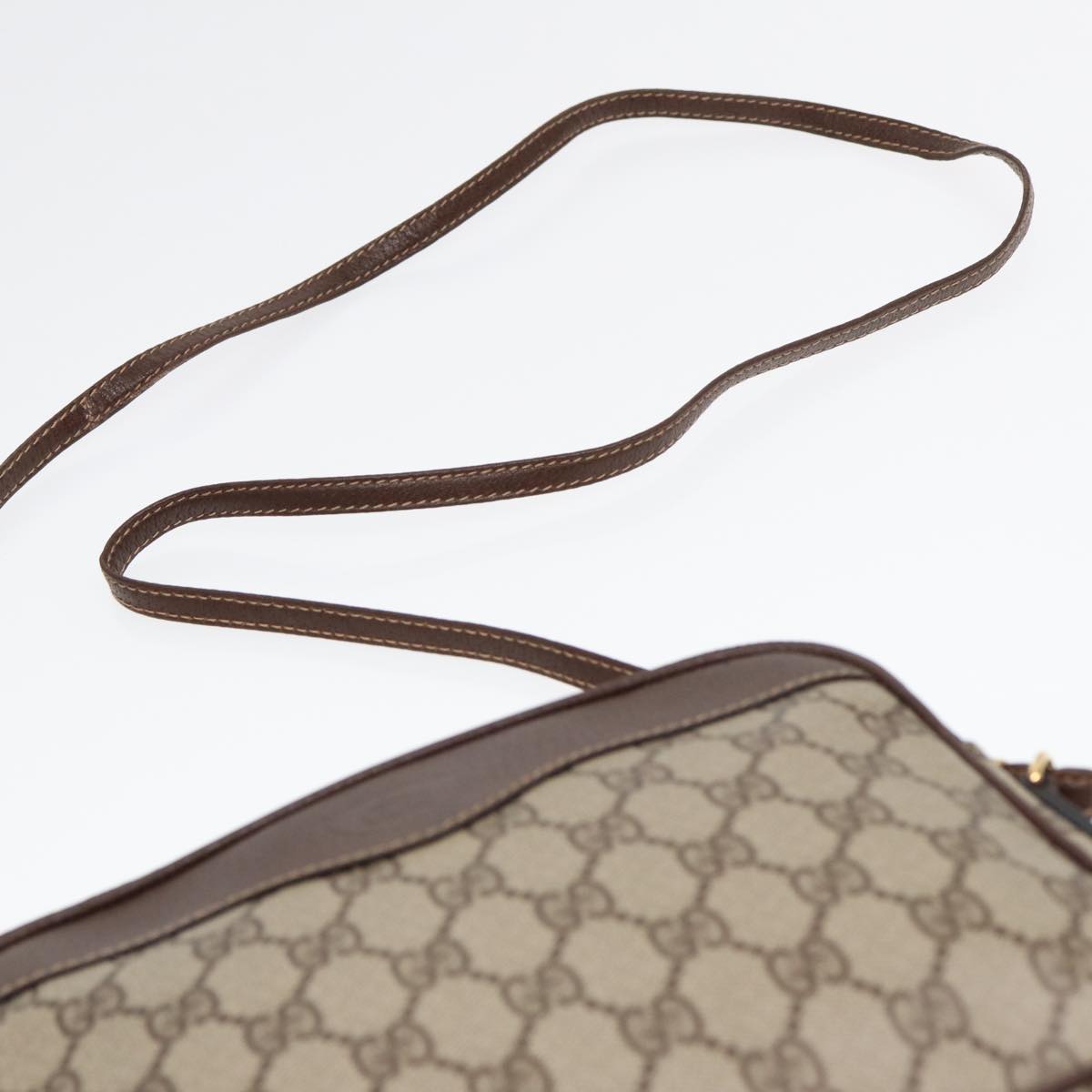 GUCCI GG Supreme Shoulder Bag PVC Leather Beige Gold ep5599