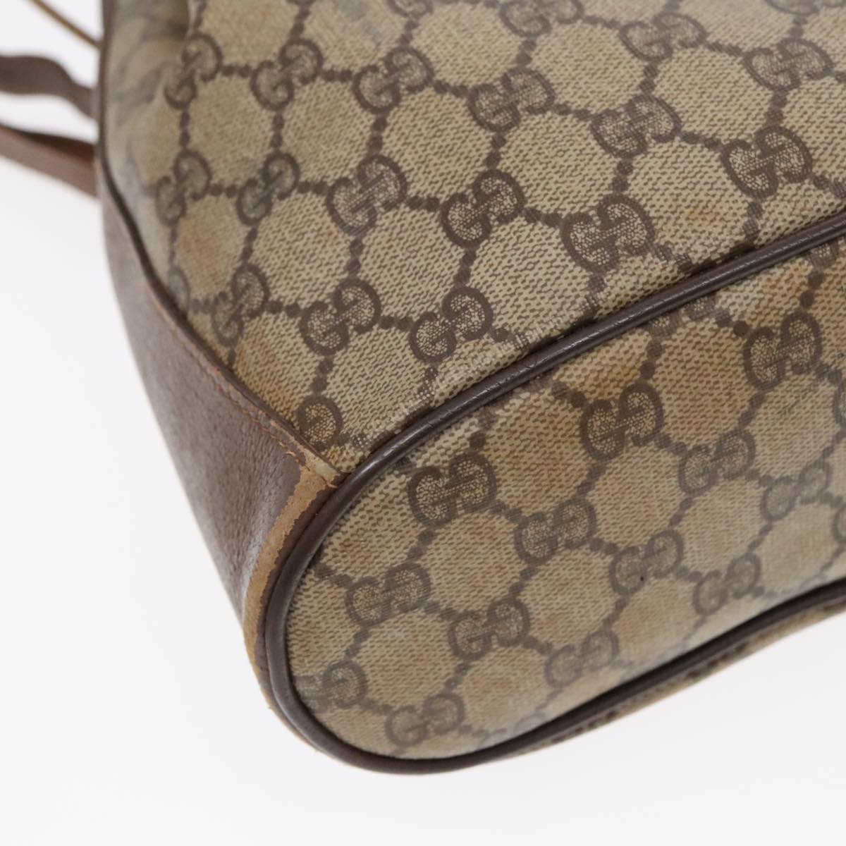 GUCCI GG Supreme Web Sherry Line Shoulder Bag PVC Beige Gold ep5600