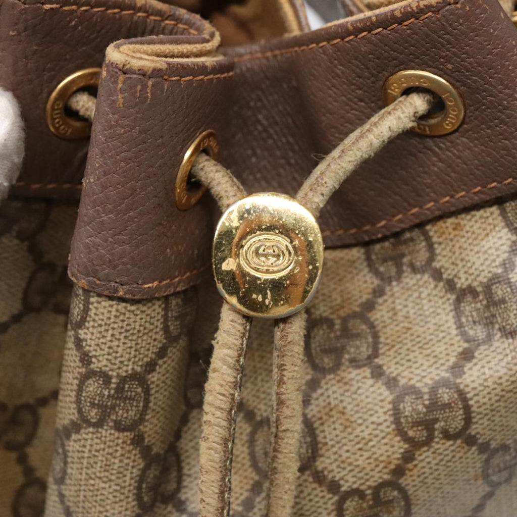 GUCCI GG Supreme Web Sherry Line Shoulder Bag PVC Beige Gold ep5600