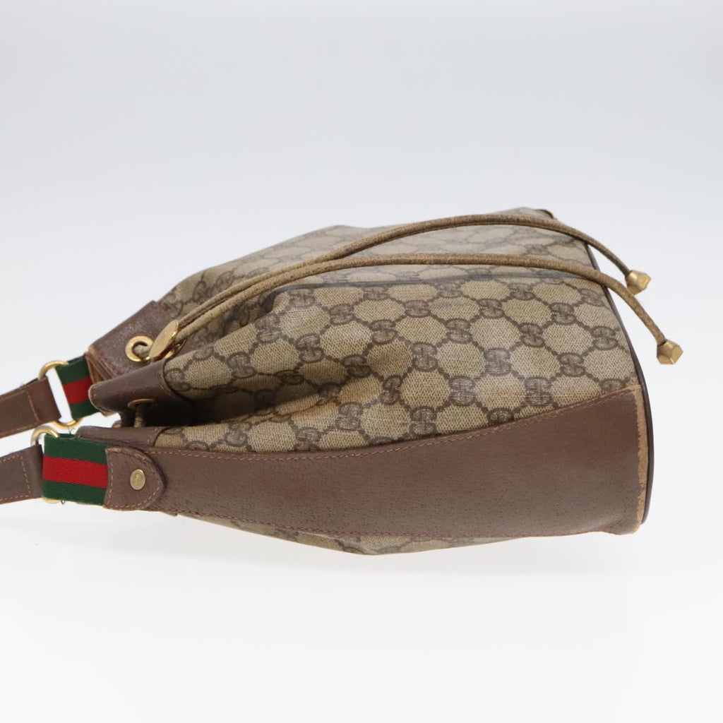 GUCCI GG Supreme Web Sherry Line Shoulder Bag PVC Beige Gold ep5600