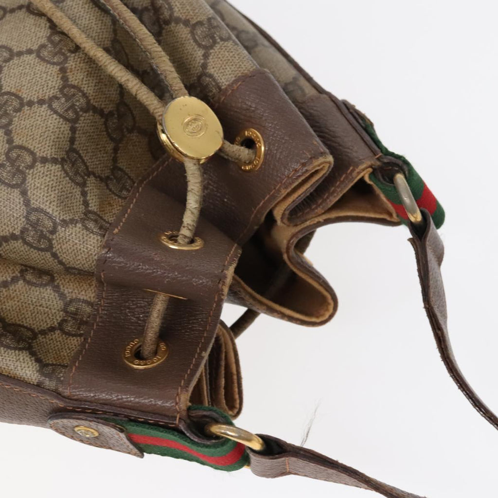 GUCCI GG Supreme Web Sherry Line Shoulder Bag PVC Beige Gold ep5600
