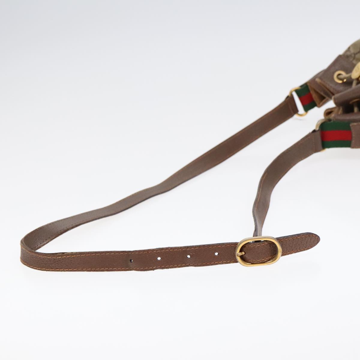 GUCCI GG Supreme Web Sherry Line Shoulder Bag PVC Beige Gold ep5600
