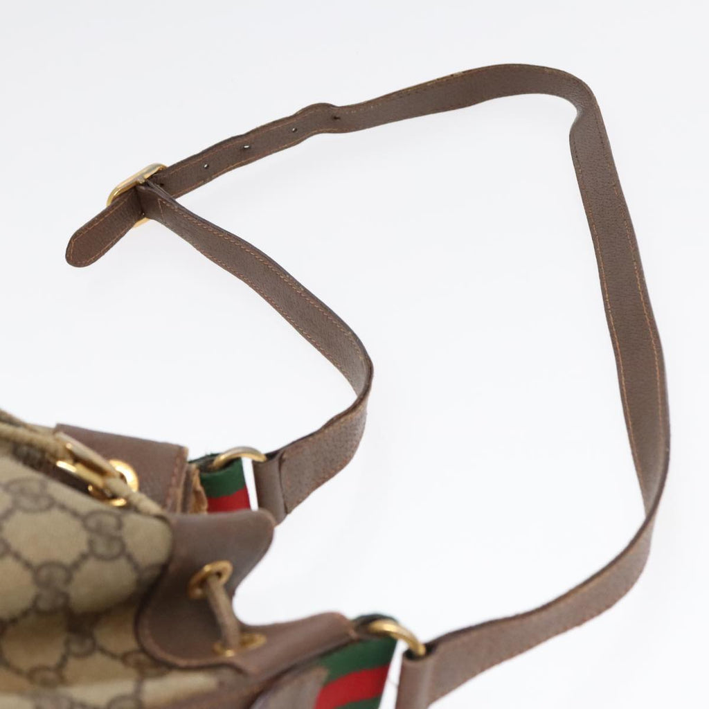 GUCCI GG Supreme Web Sherry Line Shoulder Bag PVC Beige Gold ep5600