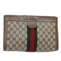 GUCCI GG Supreme Web Sherry Line Clutch Bag PVC Beige Red 010 378 ep5608
