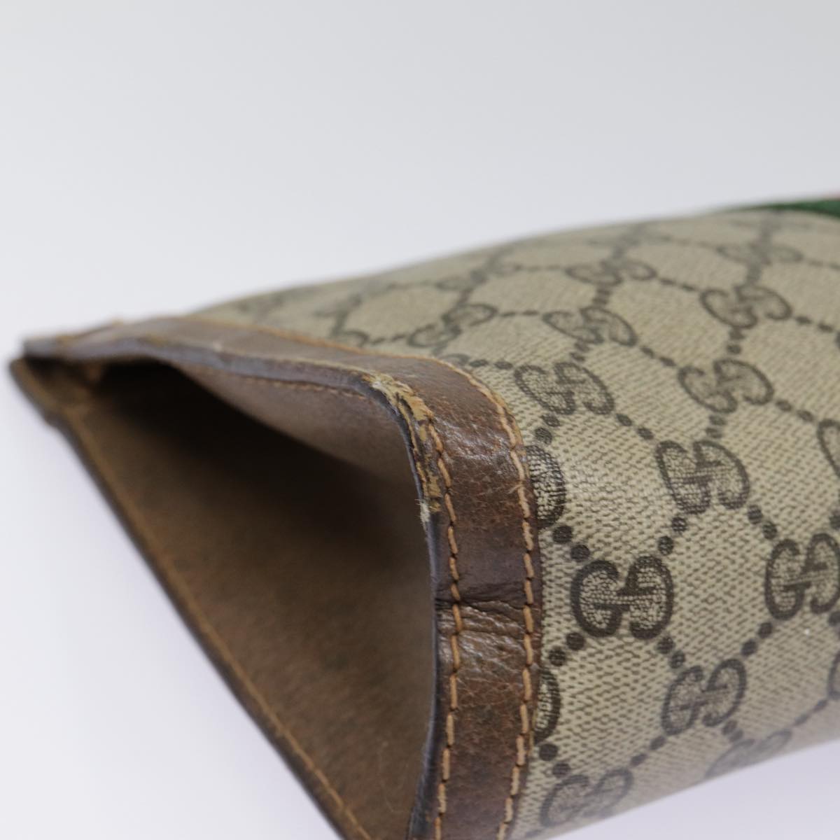 GUCCI GG Supreme Web Sherry Line Clutch Bag PVC Beige Red 010 378 ep5608
