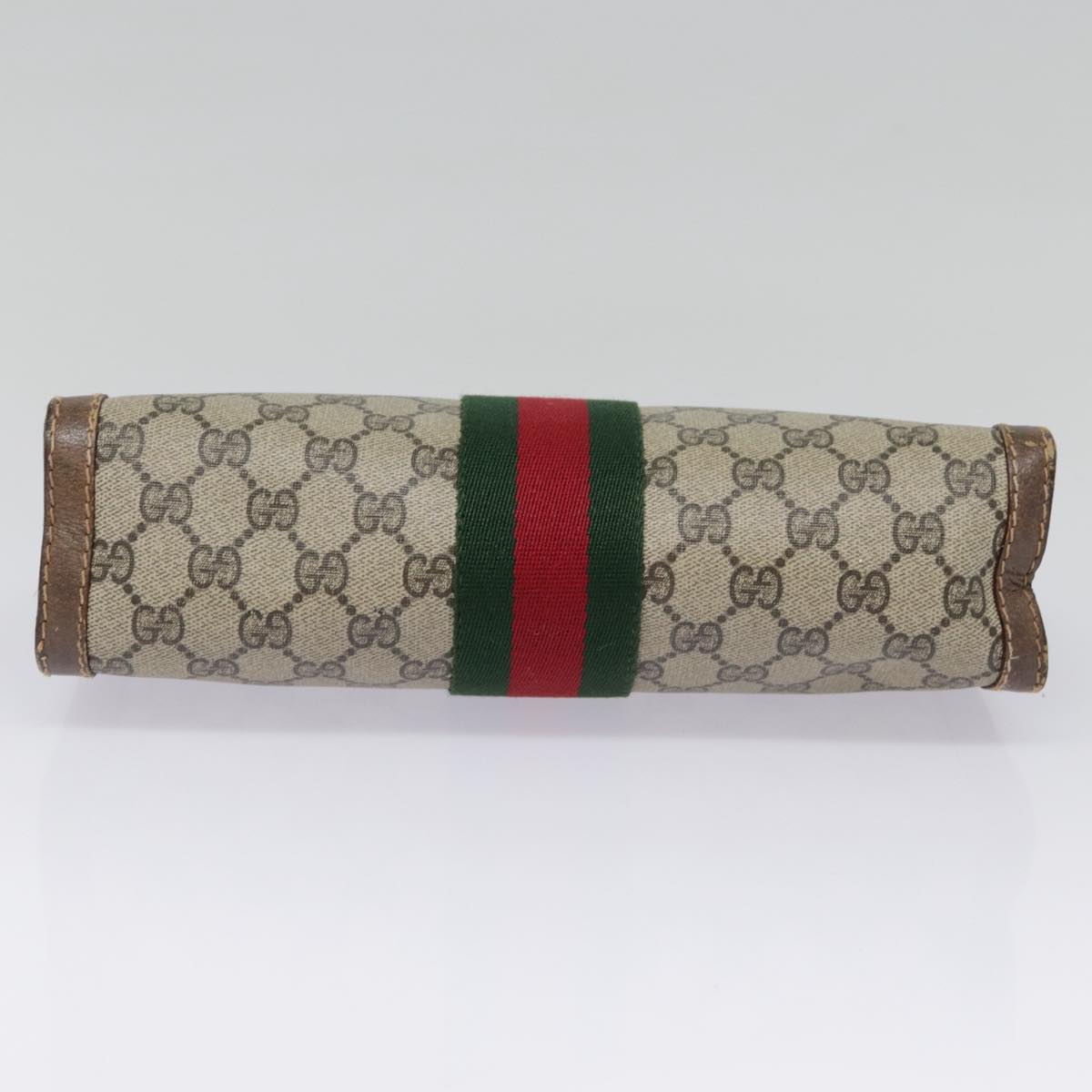GUCCI GG Supreme Web Sherry Line Clutch Bag PVC Beige Red 010 378 ep5608