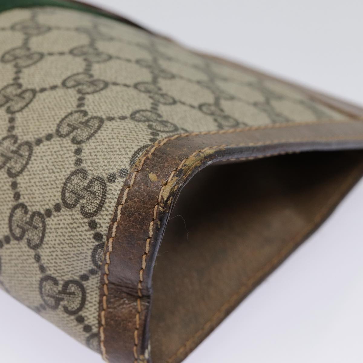 GUCCI GG Supreme Web Sherry Line Clutch Bag PVC Beige Red 010 378 ep5608