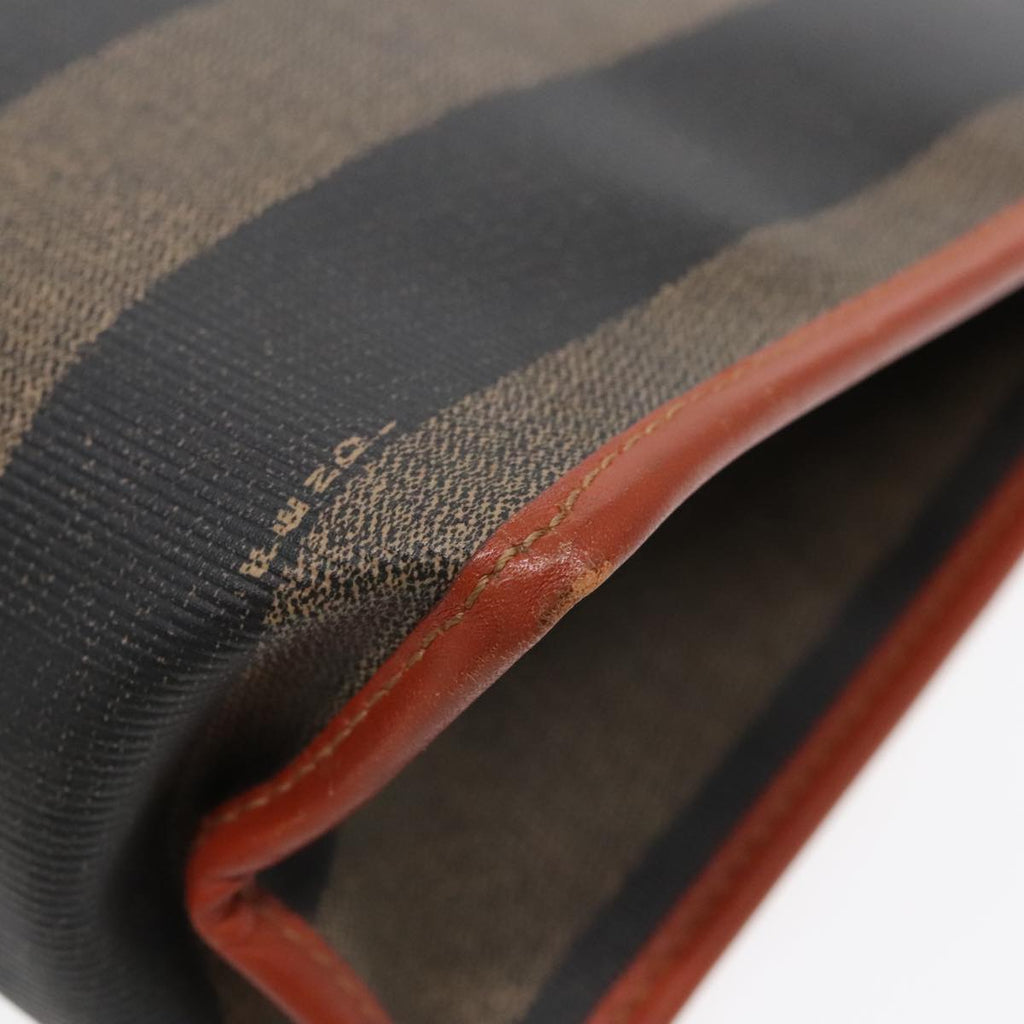 FENDI Pecan Canvas Clutch Bag Black Brown gold ep5609