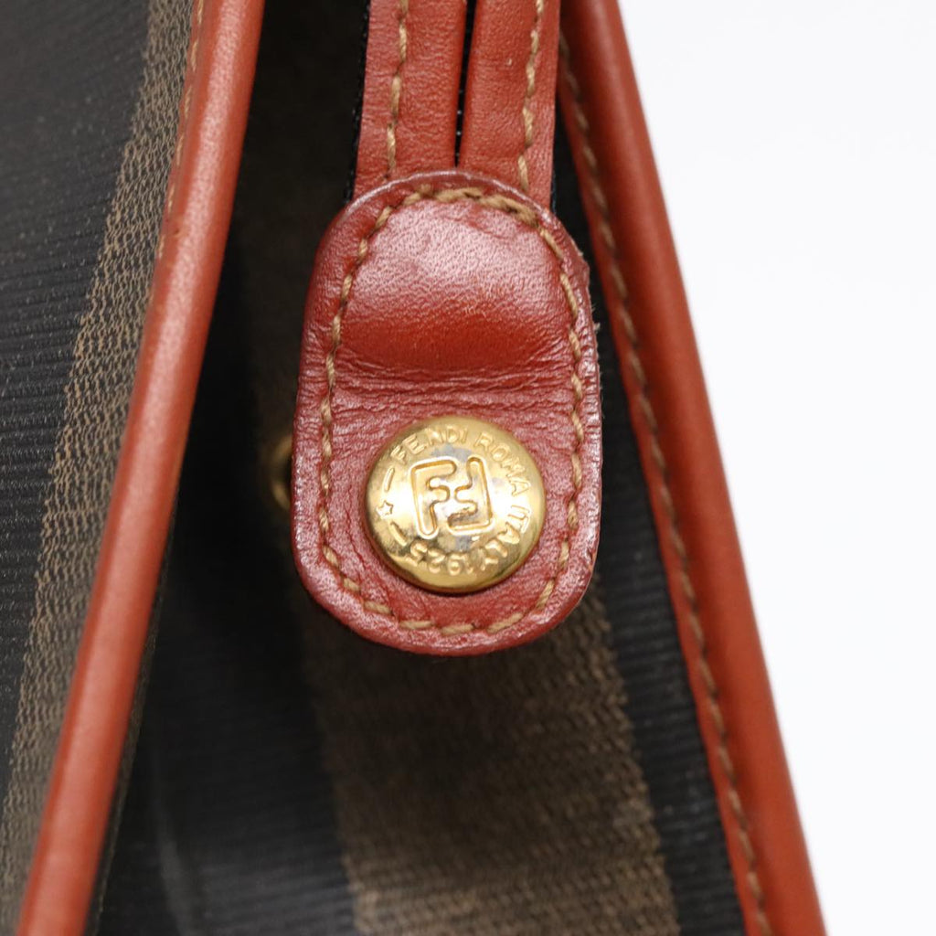 FENDI Pecan Canvas Clutch Bag Black Brown gold ep5609
