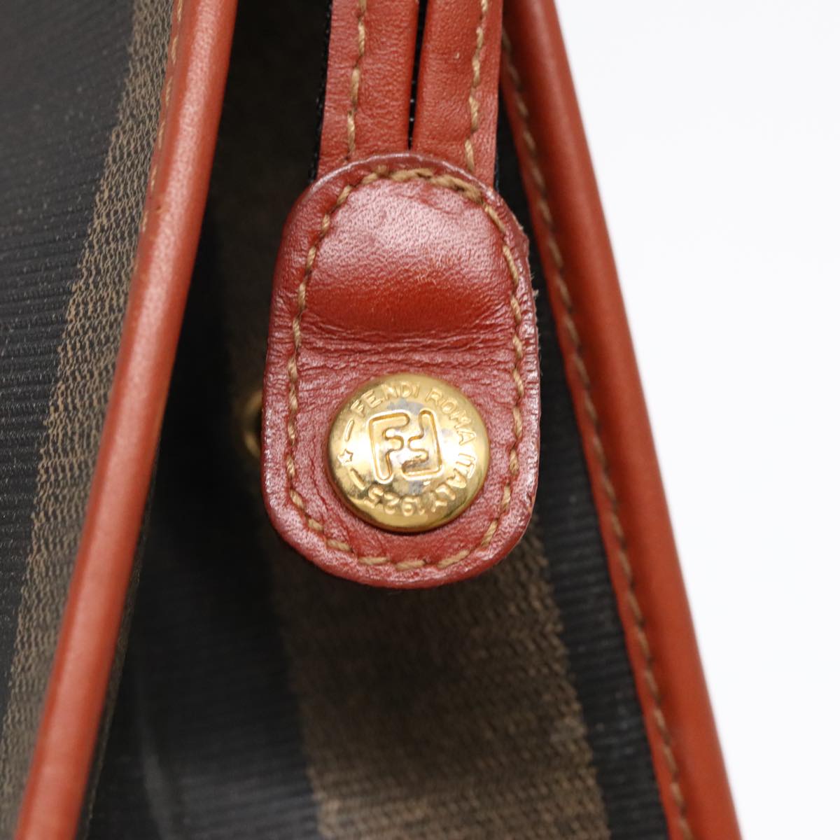 FENDI Pecan Canvas Clutch Bag Black Brown gold ep5609