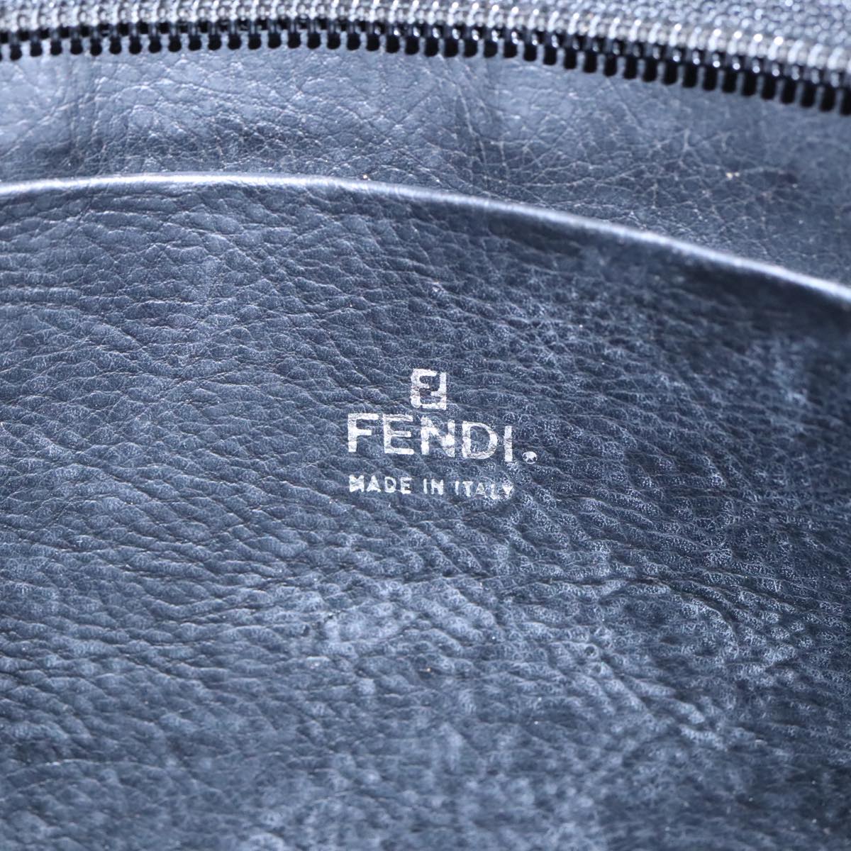 FENDI Pecan Canvas Clutch Bag Black Brown gold ep5609