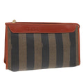 FENDI Pecan Canvas Clutch Bag Black Brown gold ep5609