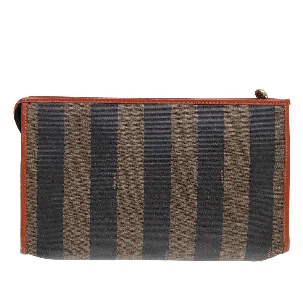 FENDI Pecan Canvas Clutch Bag Black Brown gold ep5609