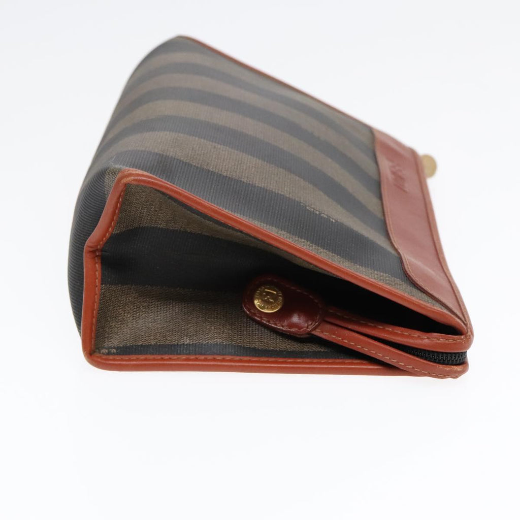 FENDI Pecan Canvas Clutch Bag Black Brown gold ep5609