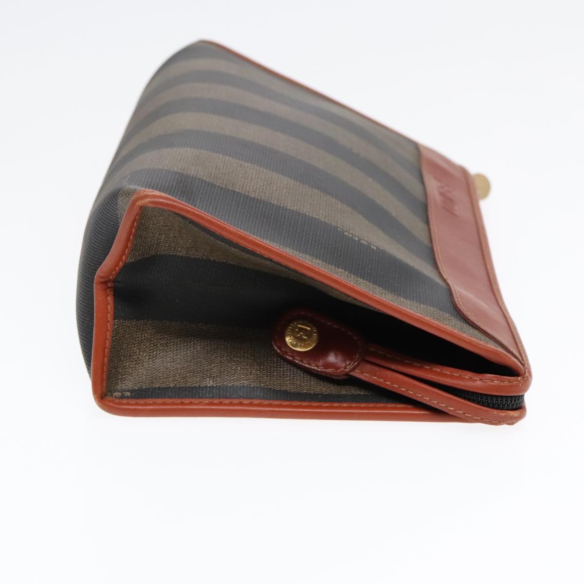FENDI Pecan Canvas Clutch Bag Black Brown gold ep5609