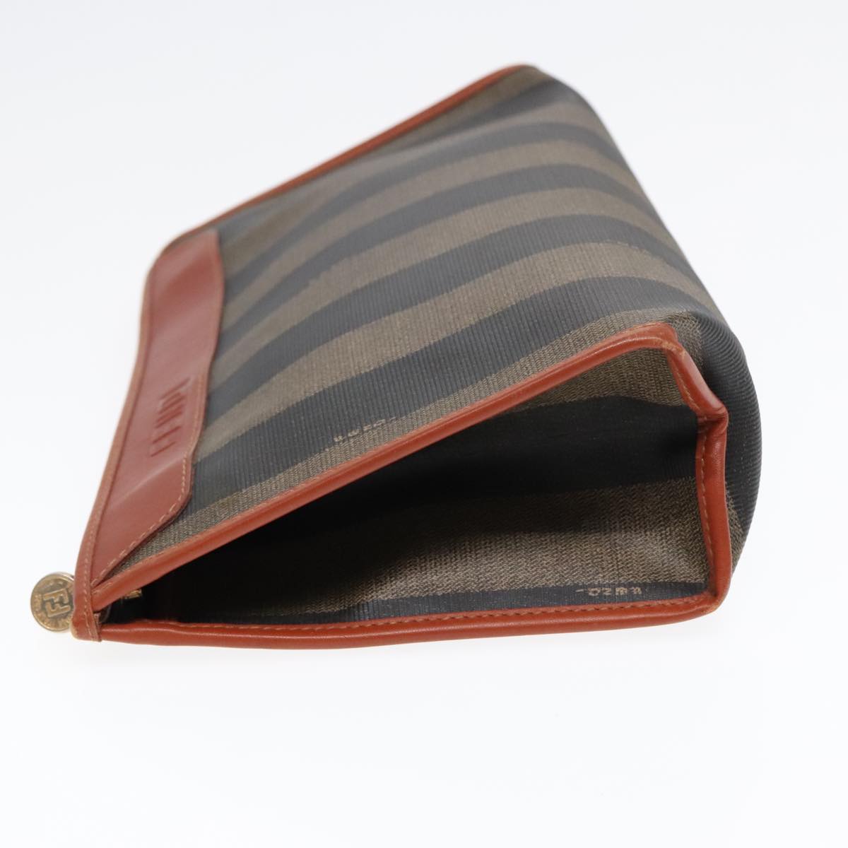 FENDI Pecan Canvas Clutch Bag Black Brown gold ep5609
