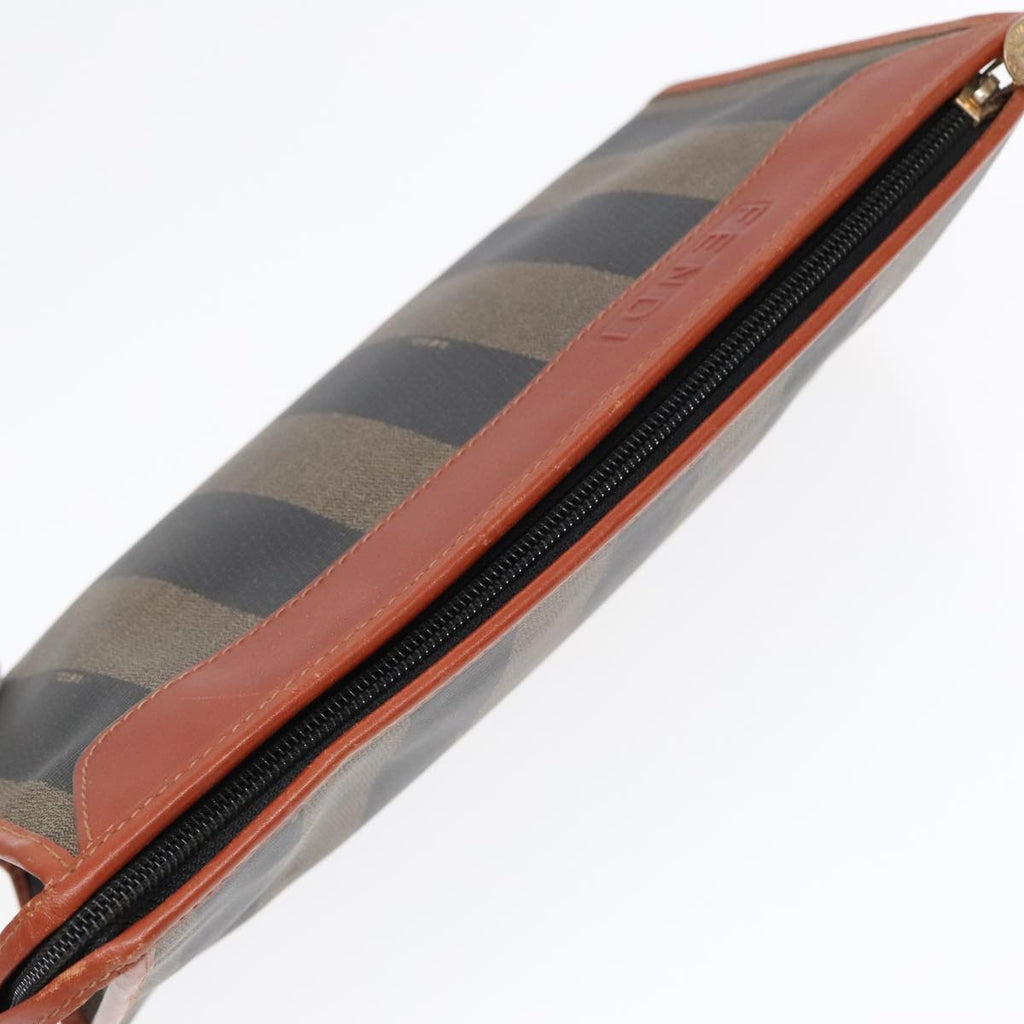 FENDI Pecan Canvas Clutch Bag Black Brown gold ep5609