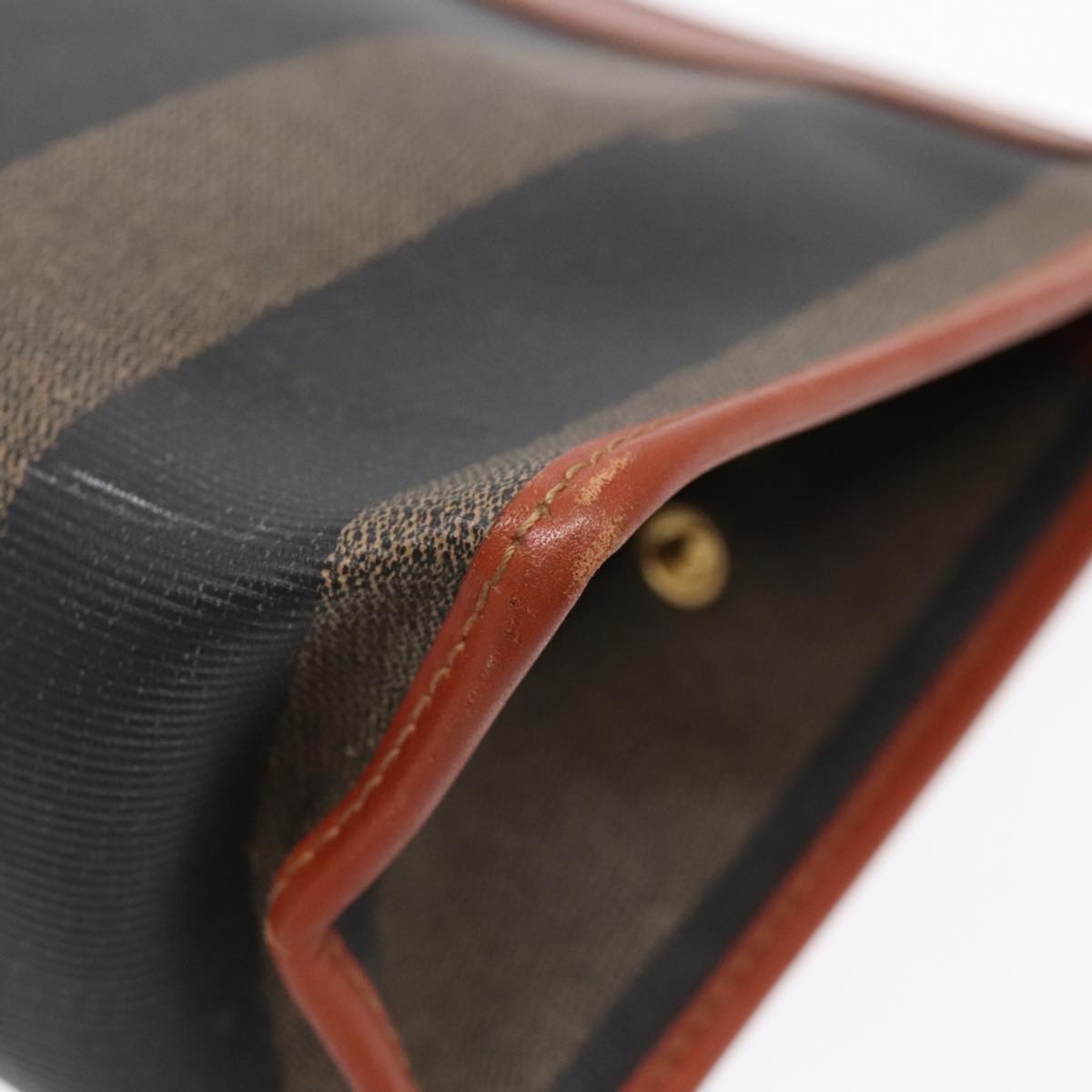 FENDI Pecan Canvas Clutch Bag Black Brown gold ep5609