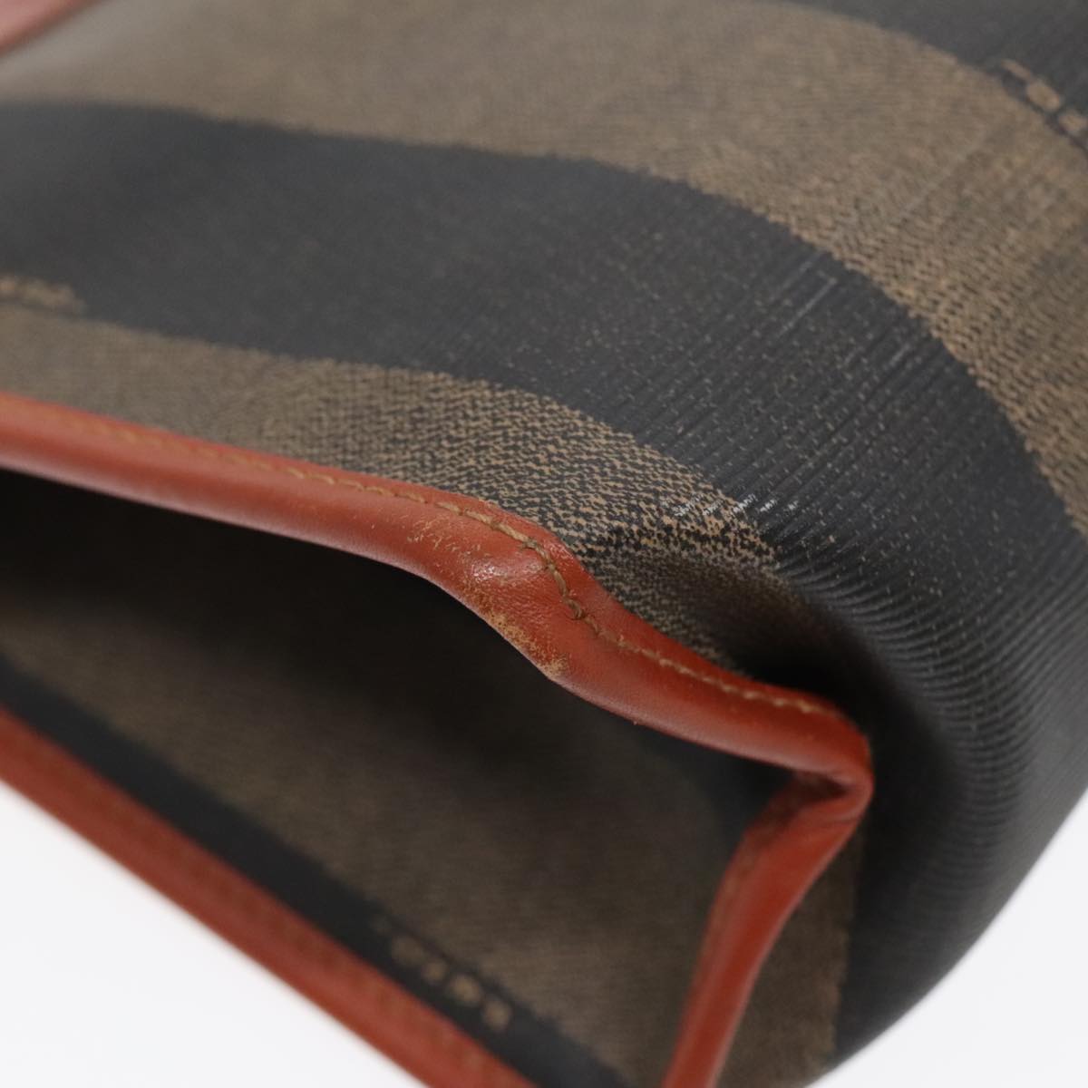 FENDI Pecan Canvas Clutch Bag Black Brown gold ep5609